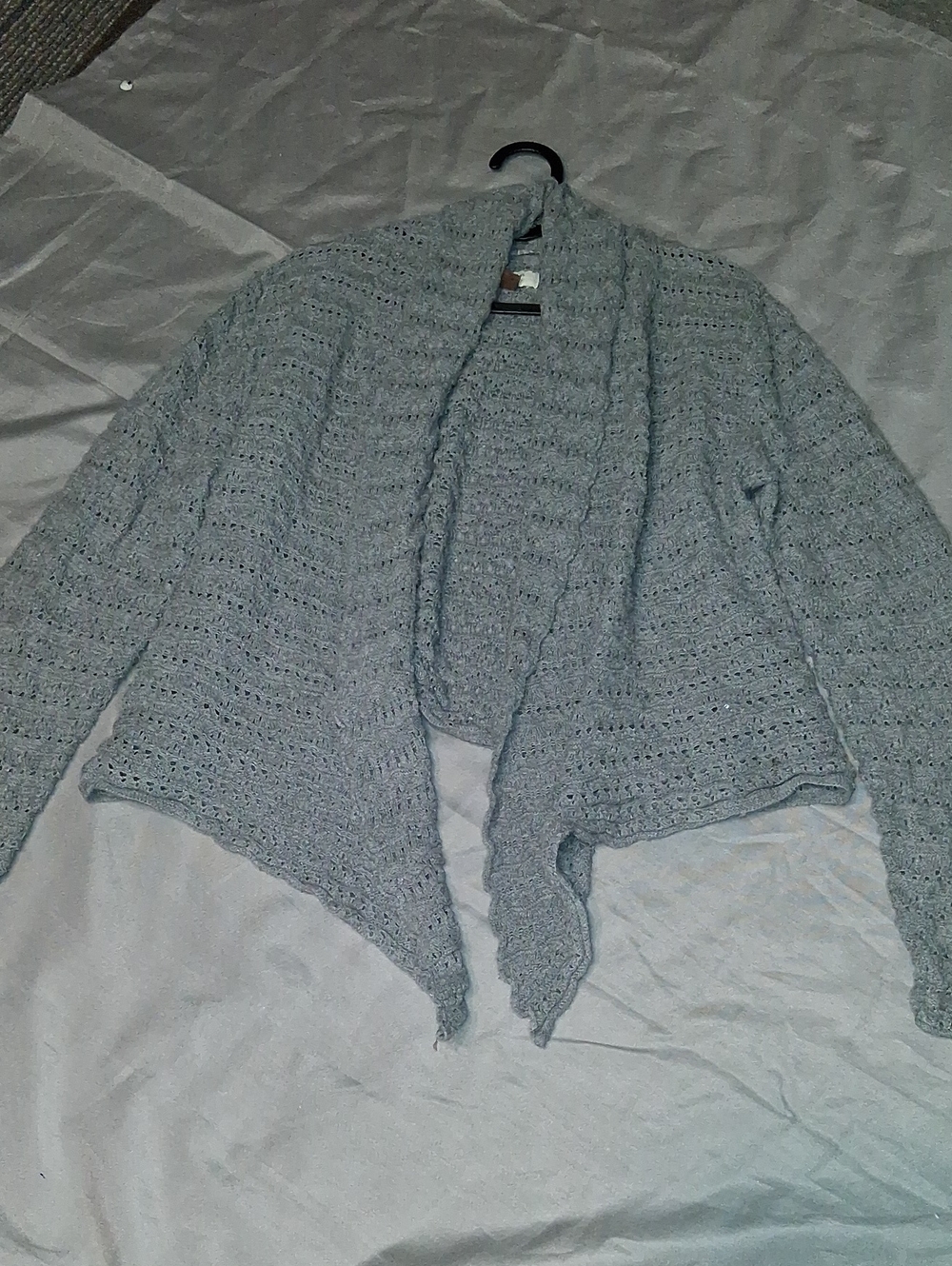 Open-Front Light Gray Knit Cardigan for Women